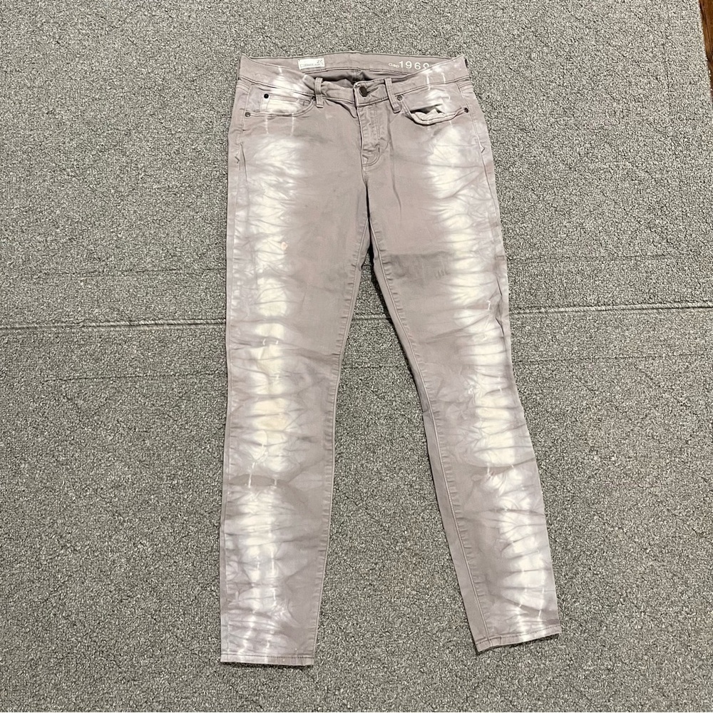Gap Jeans Womens 27 Gray Tye Dye Jegging Stretch Denim Retro Rock
